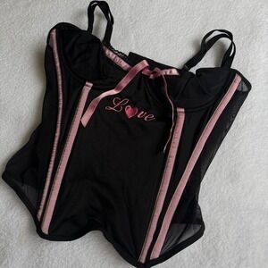 vintage euro grunge barbie corset with pink detailing